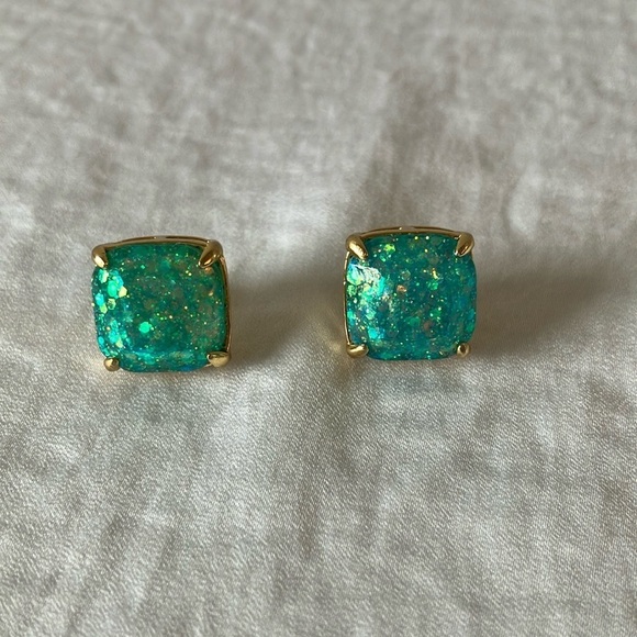 kate spade Jewelry - Kate Spade: Green Sparkle Earrings- Gold tone